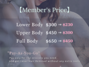 Laser Hair Removal package with affordable price in New York City. Get discount and special offer exclusive with the membership.